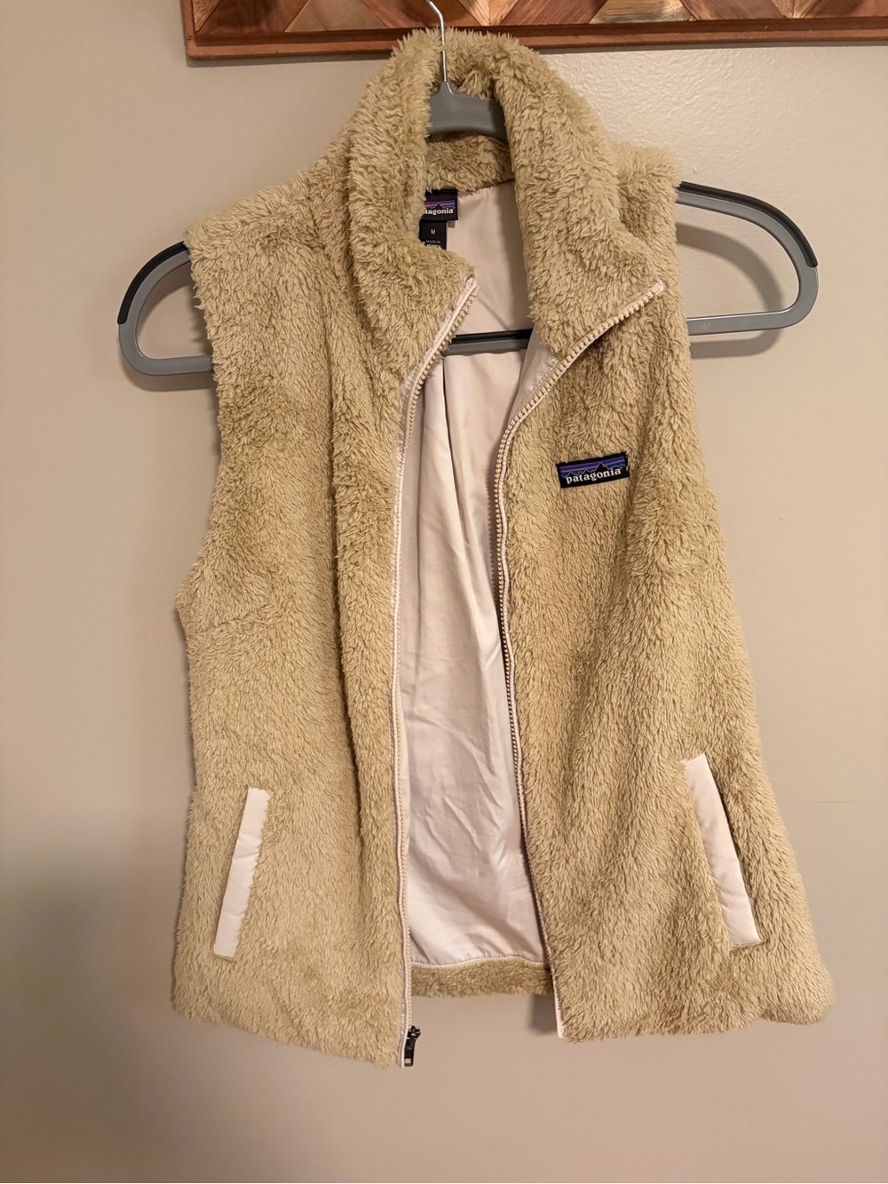 Patagonia Tan Sherpa Fleece Vest with Logo